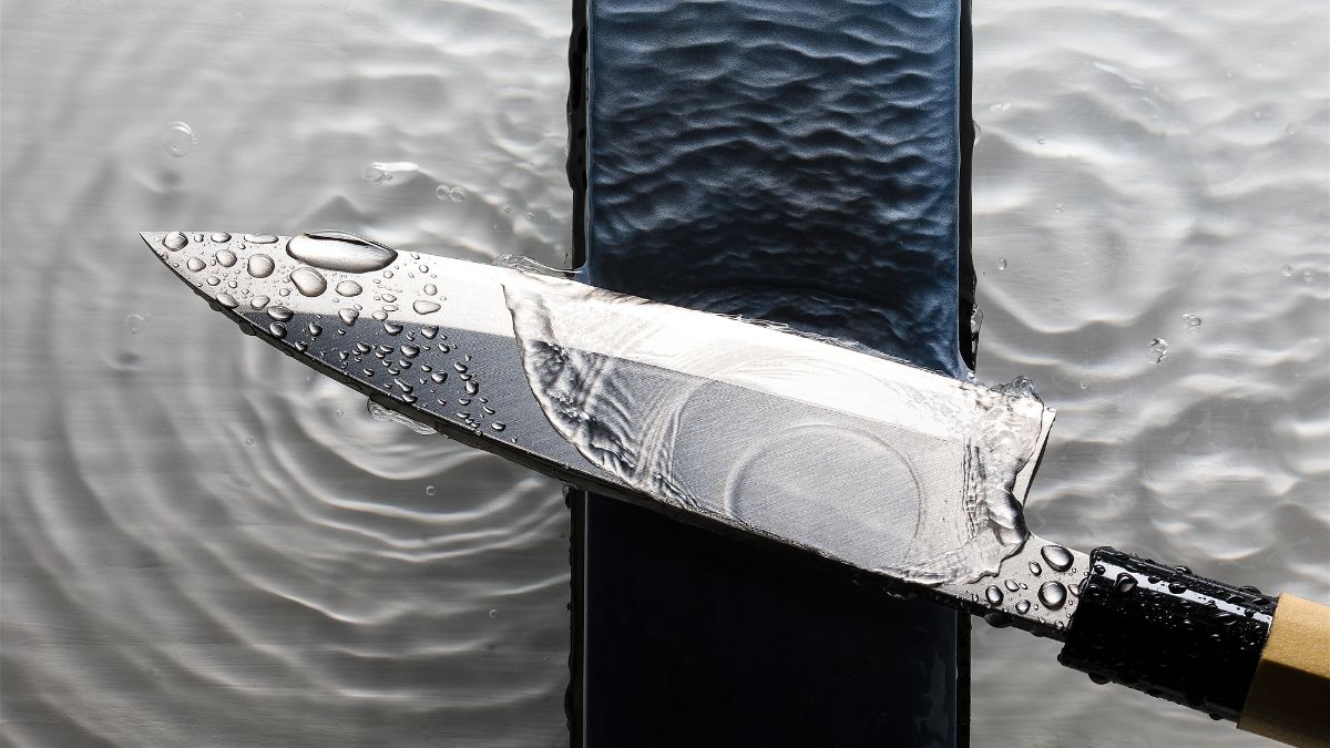Aiguiser un couteau avec une pierre à eau