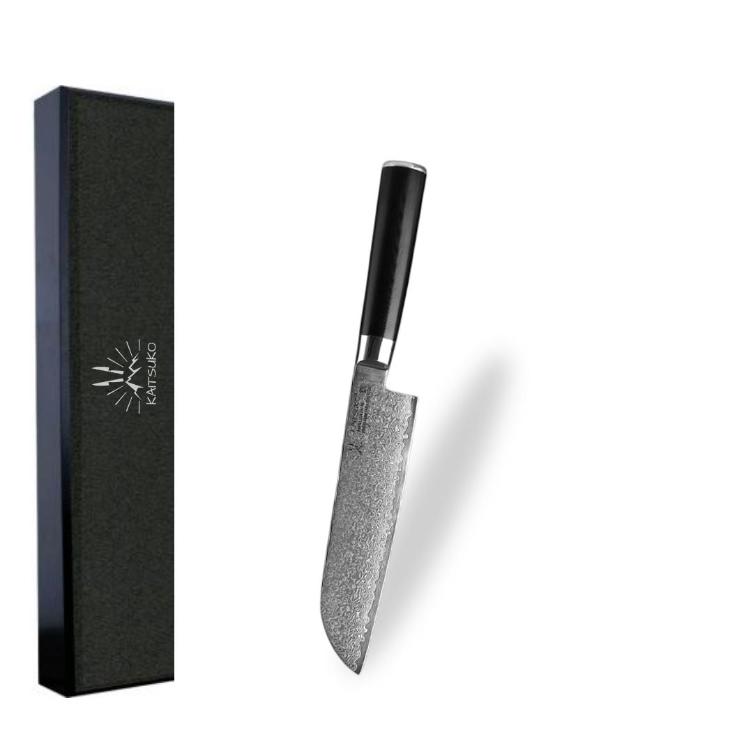 Couteau Kyoto pour professionnel Santoku en acier damas