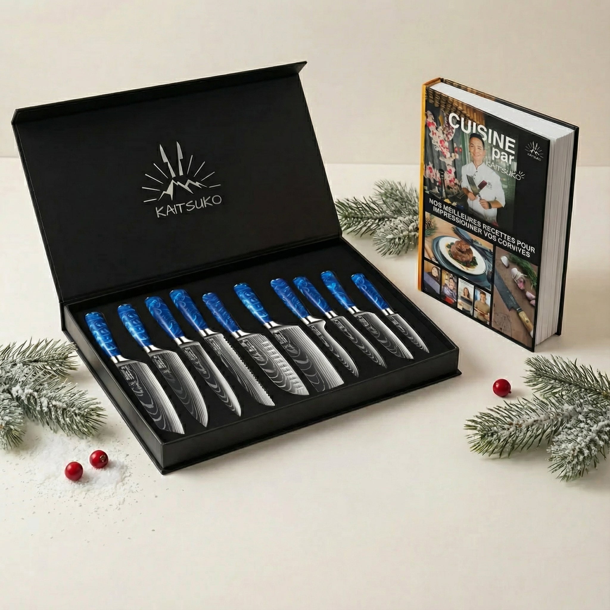 Weihnachtszauber-Set - Das ultimative Festtagspaket (10 japanische Messer Chef Tanaka + 1 Rezeptbuch gratis)