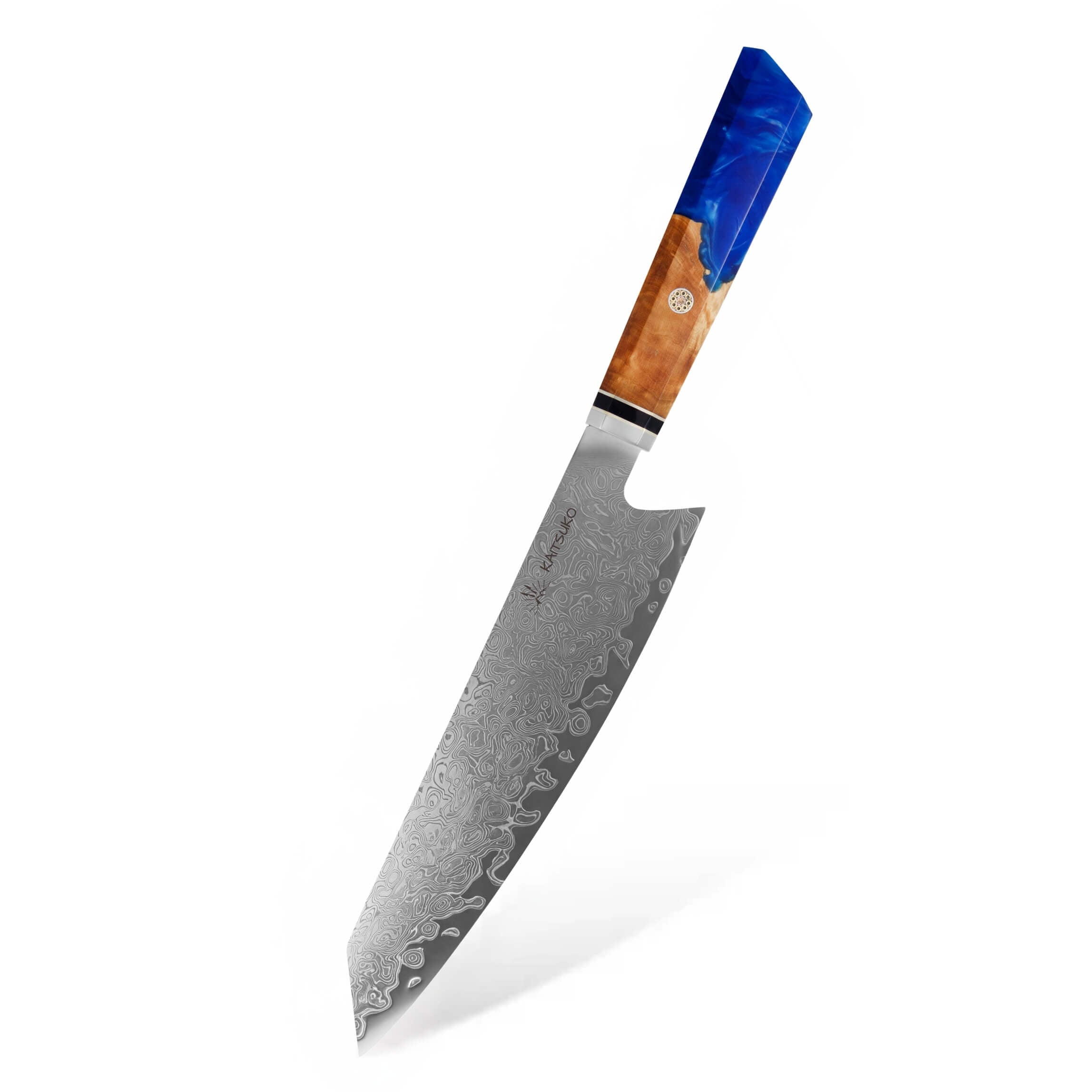 Couteau Kiritsuke damas manche bleu collection prestige