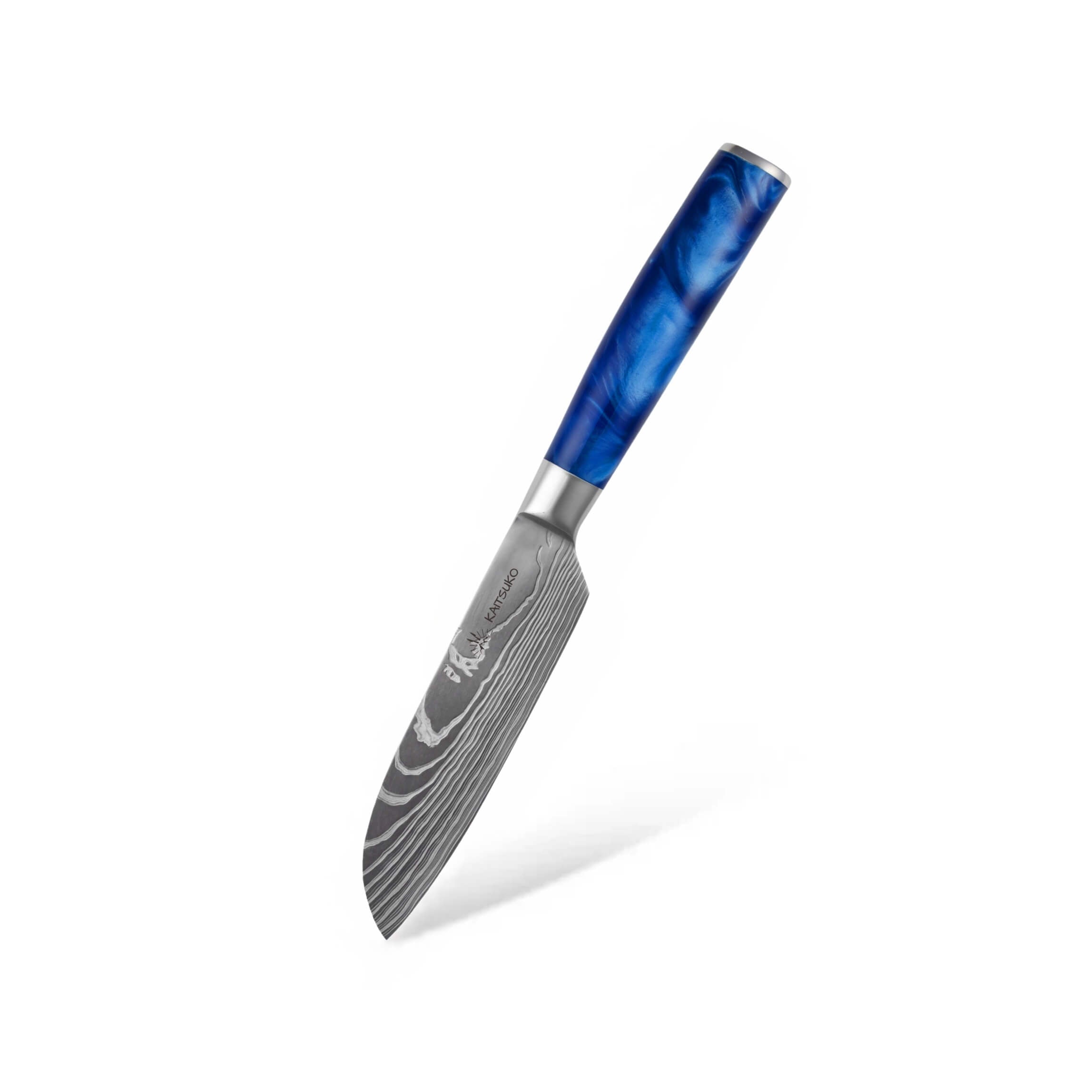 Couteau petit santoku polyvalent manche bleu Tanaka