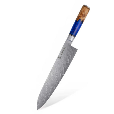 Grand Couteau de chef Mer Jaune acier damas