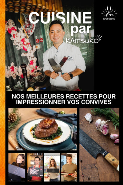 Weihnachtspaket Passion Tanaka Ozeanblau (6 Steakmesser + 5 japanische Messer + 1 Profi-Schleifer + 1 Fingerschutz + 1 Kaitsuko Buch)