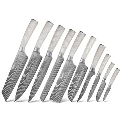 Set complet de 10 couteaux japonais coloris Ivoire
